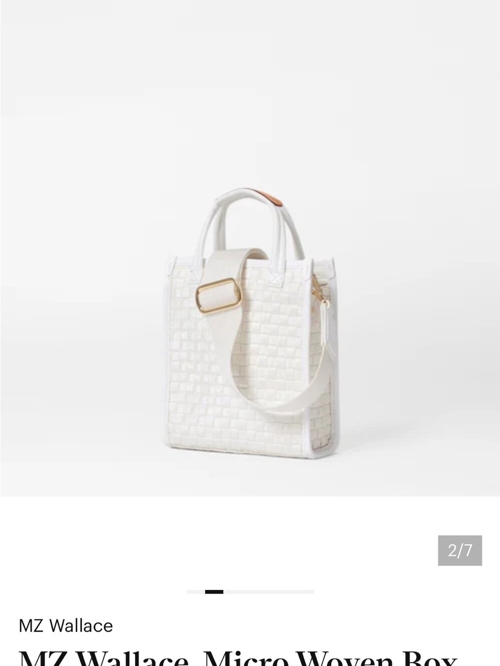 MZ WALLACE WOVEN BOX TOTE - Pearl Metallic - xxs - orig $255